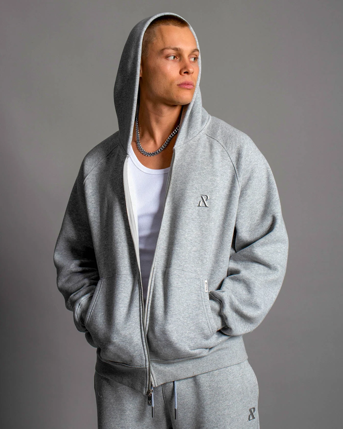 RADIANT ZIP HOODIE GREY MARLE - Image 4